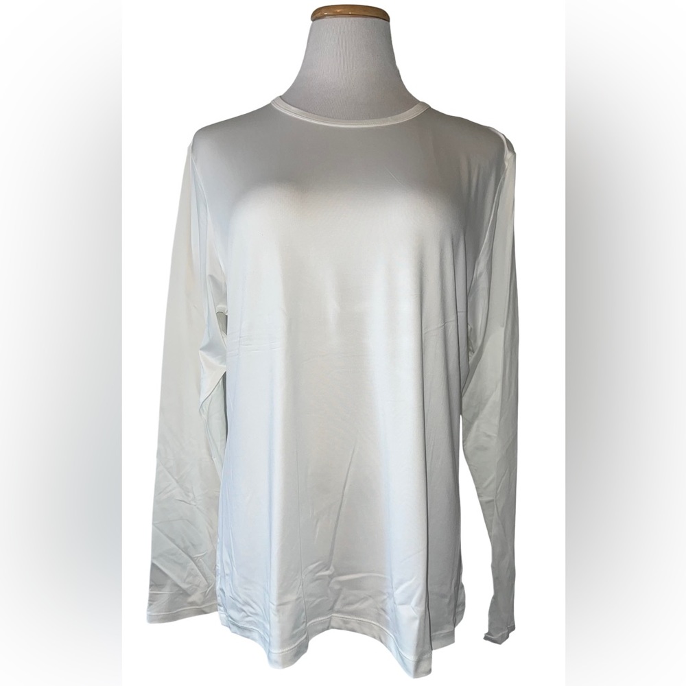 Cuddl Duds Chill Chasers Stretch Microfiber Long Sleeve Crew Top CD8485 Ivory